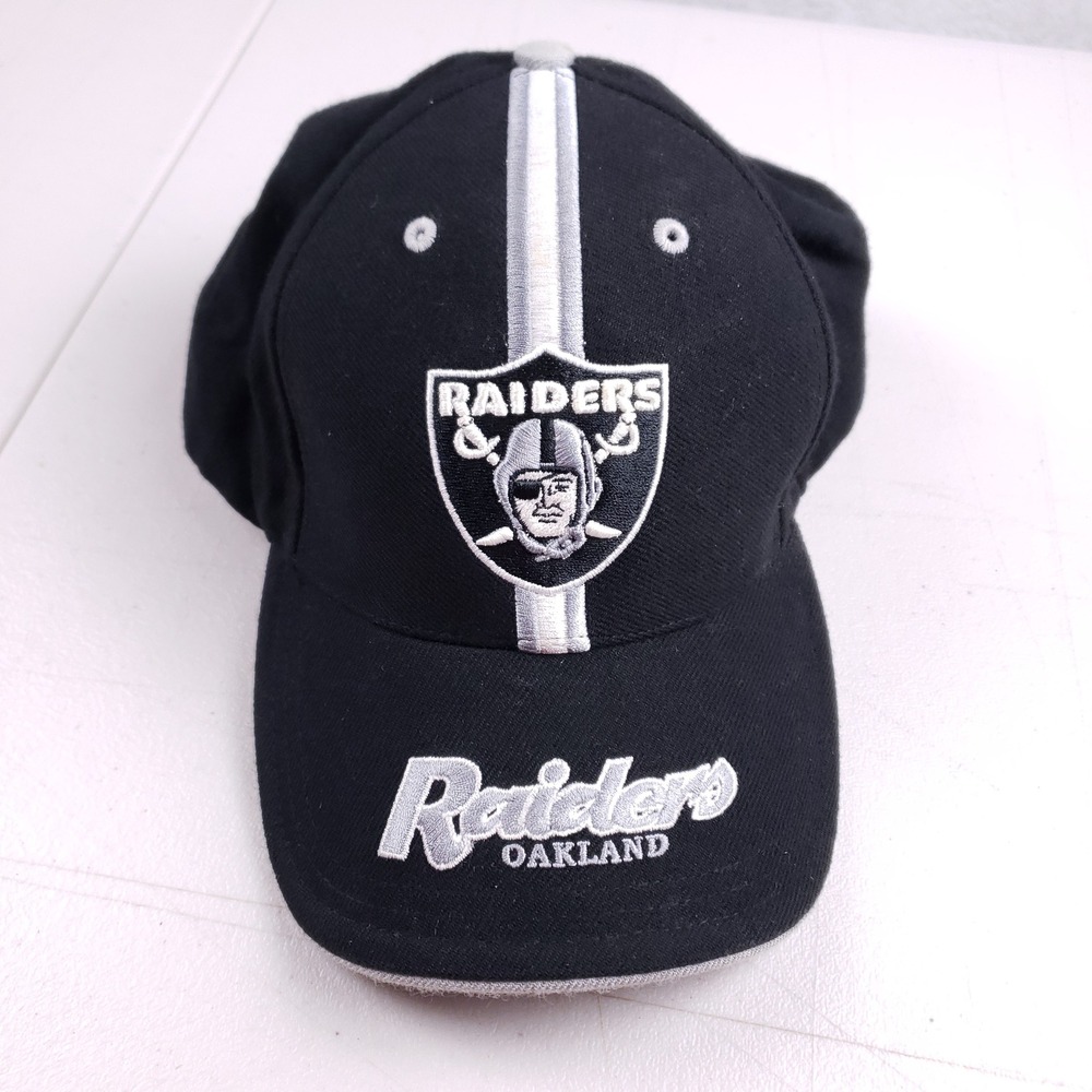 Vintage Oakland Raiders NFL Hat Twins Enterprise Black Silver Adjustable Cap